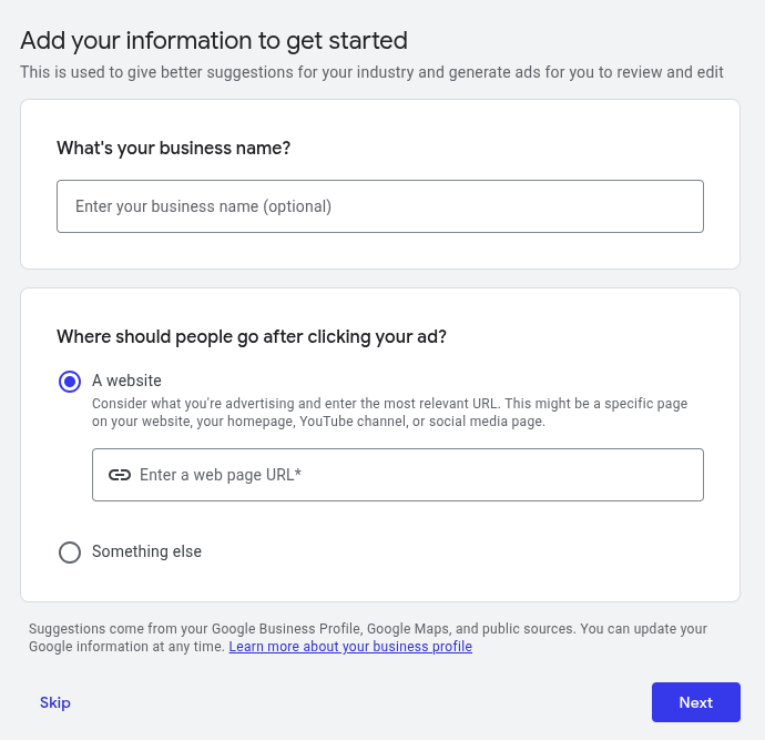 Google Ads - Campaign Start Information