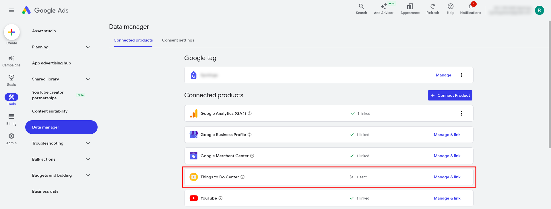 GTTD - Connect Product Feed Sent